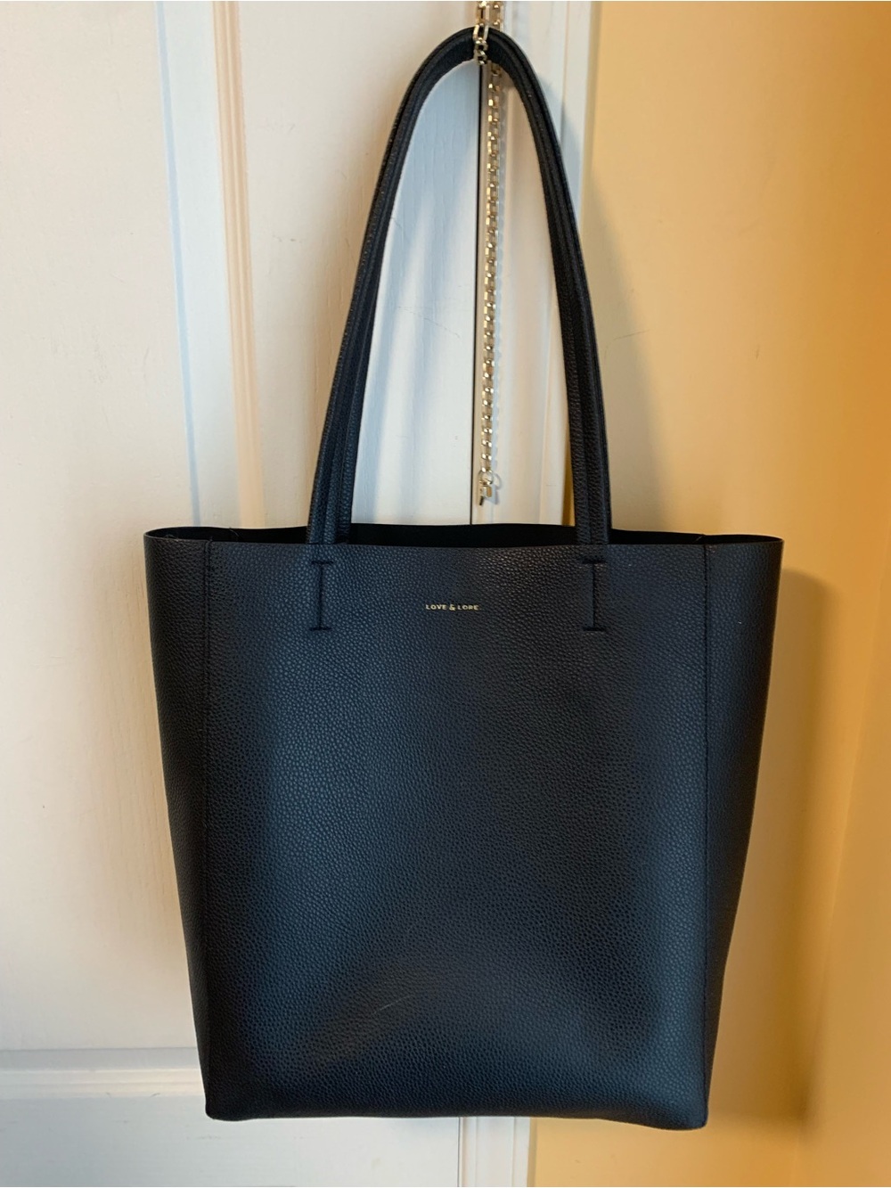 Love & Lore Black Pebbled Tote Bag